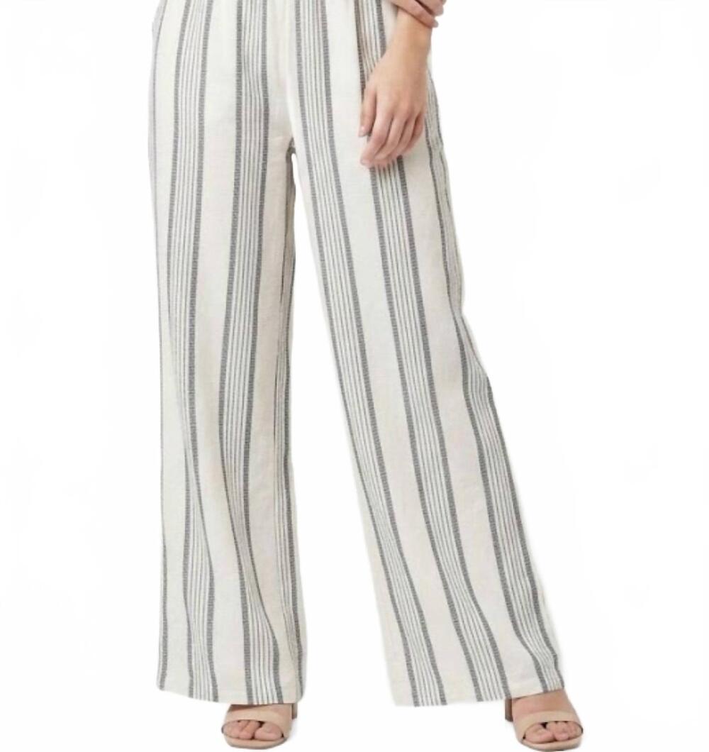 NEW SADIE & SAGE simone stripe linen pants in white/black